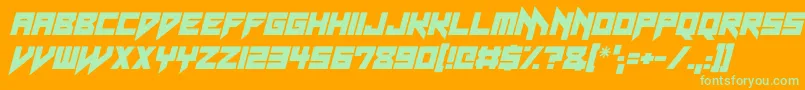 Fonte Neon Vampire Italic – fontes verdes em um fundo laranja