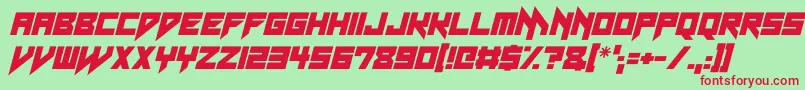 Neon Vampire Italic-fontti – punaiset fontit vihreällä taustalla