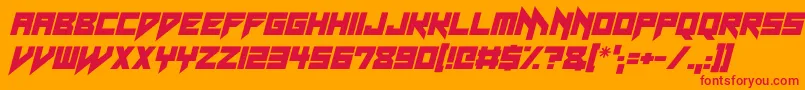Neon Vampire Italic-Schriftart – Rote Schriften auf orangefarbenem Hintergrund