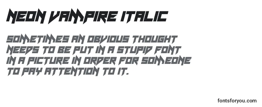 Überblick über die Schriftart Neon Vampire Italic (135450)