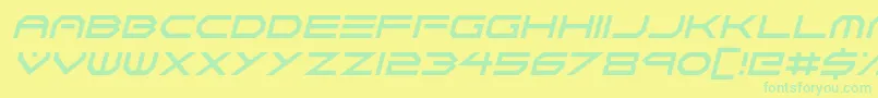 Fonte Neon Vortex Italic – fontes verdes em um fundo amarelo