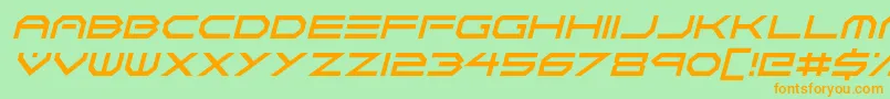 Neon Vortex Italic-Schriftart – Orangefarbene Schriften auf grünem Hintergrund