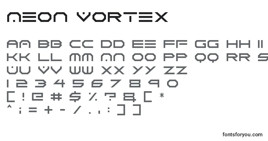 A fonte Neon Vortex – alfabeto, números, caracteres especiais