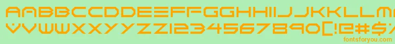 フォントNeon Vortex – オレンジの文字が緑の背景にあります。