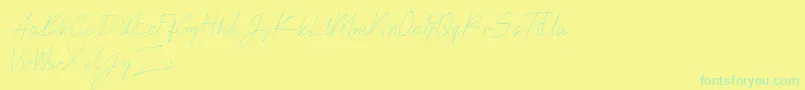 Czcionka NEONCITY SCRIPT Demo – zielone czcionki na żółtym tle