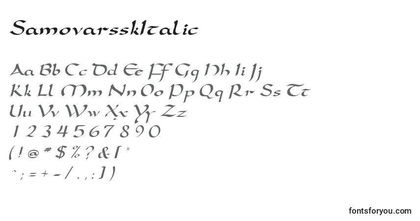 SamovarsskItalic-fontti – aakkoset, numerot, erikoismerkit