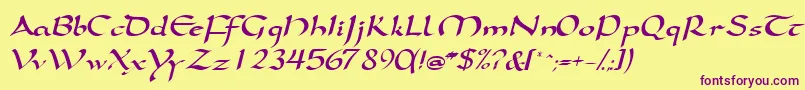 SamovarsskItalic Font – Purple Fonts on Yellow Background