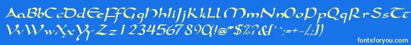 SamovarsskItalic Font – Yellow Fonts on Blue Background