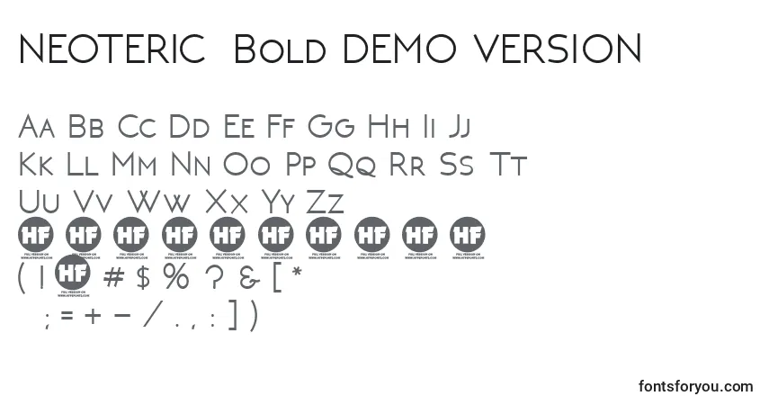 Шрифт NEOTERIC  Bold DEMO VERSION – алфавит, цифры, специальные символы