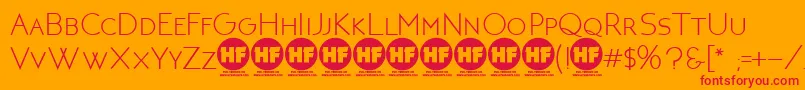 NEOTERIC  Regular DEMO VERSION-Schriftart – Rote Schriften auf orangefarbenem Hintergrund
