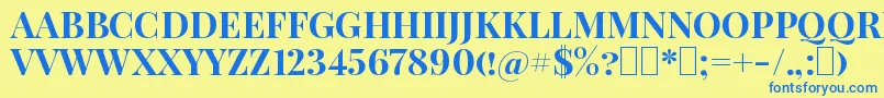 フォントNeothic – 青い文字が黄色の背景にあります。