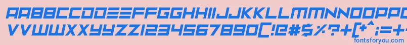 フォントNeptune Lander Italic – ピンクの背景に青い文字