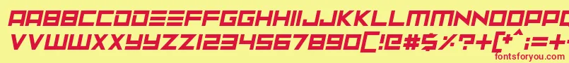 Neptune Lander Italic Font – Red Fonts on Yellow Background