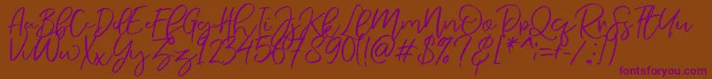 NermolaScript Regular Font – Purple Fonts on Brown Background