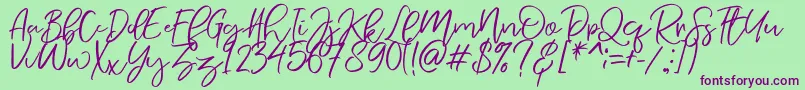 NermolaScript Regular Font – Purple Fonts on Green Background