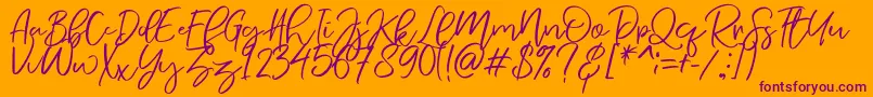 NermolaScript Regular Font – Purple Fonts on Orange Background