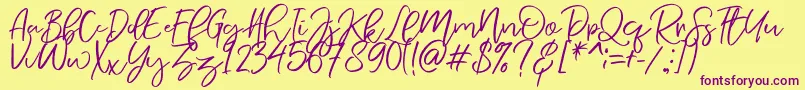 NermolaScript Regular Font – Purple Fonts on Yellow Background