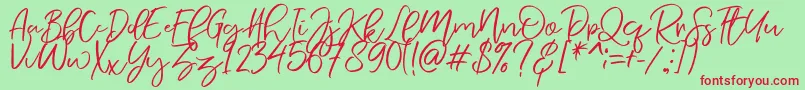 NermolaScript Regular Font – Red Fonts on Green Background