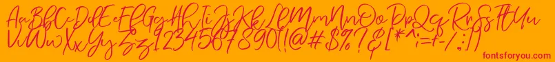NermolaScript Regular Font – Red Fonts on Orange Background