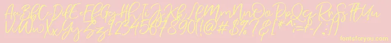 NermolaScript Regular Font – Yellow Fonts on Pink Background