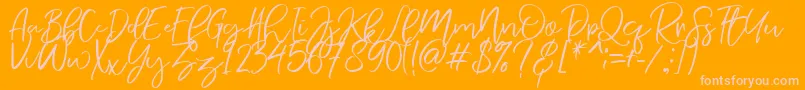 NermolaScript Regular-Schriftart – Rosa Schriften auf orangefarbenem Hintergrund