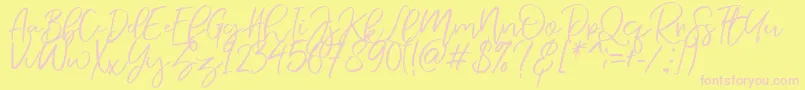 NermolaScript Regular-Schriftart – Rosa Schriften auf gelbem Hintergrund