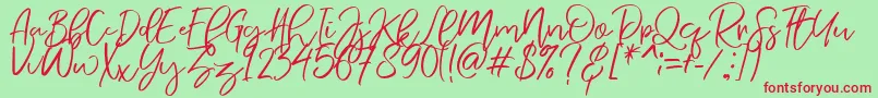 NermolaScript Regular Font – Red Fonts on Green Background