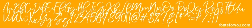 NermolaScript Regular-Schriftart – Weiße Schriften auf orangefarbenem Hintergrund