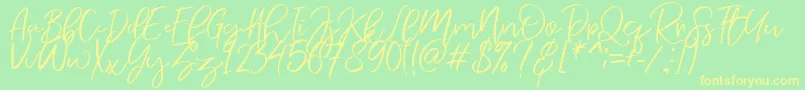 NermolaScript Regular Font – Yellow Fonts on Green Background