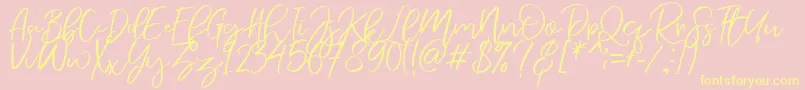 NermolaScript Regular-Schriftart – Gelbe Schriften auf rosa Hintergrund