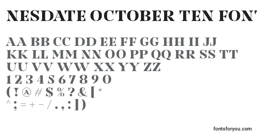 A fonte Nesdate October Ten Font by Situjuh 7NTypes D – alfabeto, números, caracteres especiais