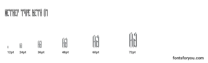 Размеры шрифта NETHER TYPE BETA 01