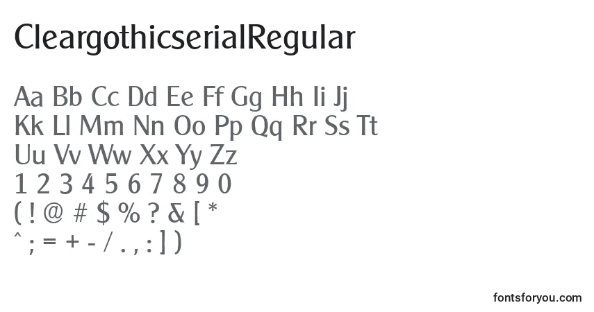 Czcionka CleargothicserialRegular – alfabet, cyfry, specjalne znaki