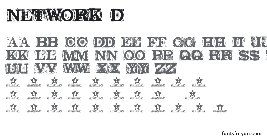 Schriftart NETWORK D    – Alphabet, Zahlen, spezielle Symbole
