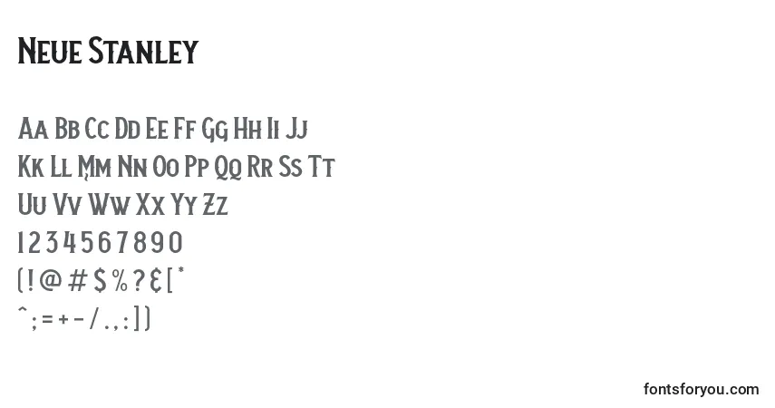 Czcionka Neue Stanley – alfabet, cyfry, specjalne znaki
