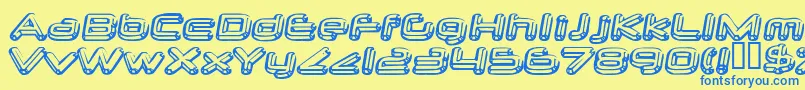 フォントneurochrome – 青い文字が黄色の背景にあります。