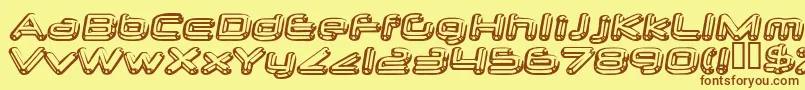フォントneurochrome – 茶色の文字が黄色の背景にあります。