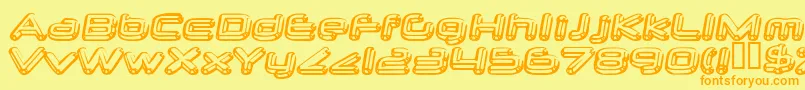 フォントneurochrome – オレンジの文字が黄色の背景にあります。