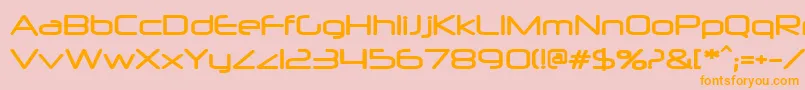 フォントneuropol – オレンジの文字がピンクの背景にあります。