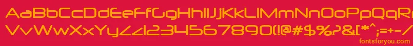 フォントneuropol – 赤い背景にオレンジの文字