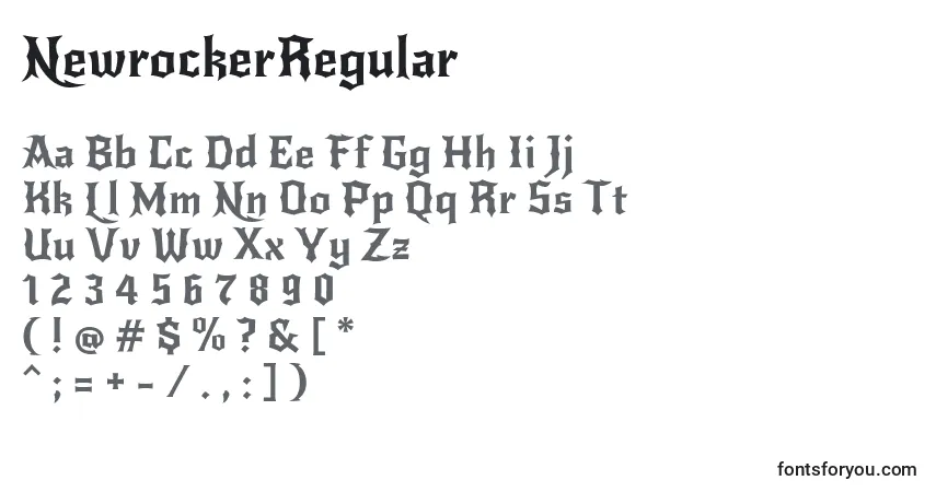 Czcionka NewrockerRegular – alfabet, cyfry, specjalne znaki