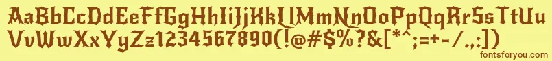 NewrockerRegular Font – Brown Fonts on Yellow Background