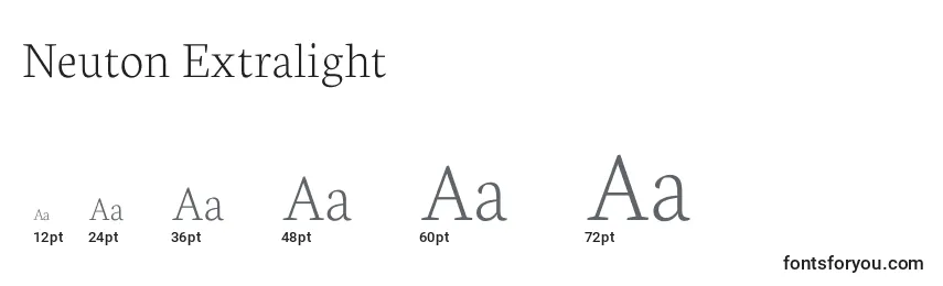 Размеры шрифта Neuton Extralight