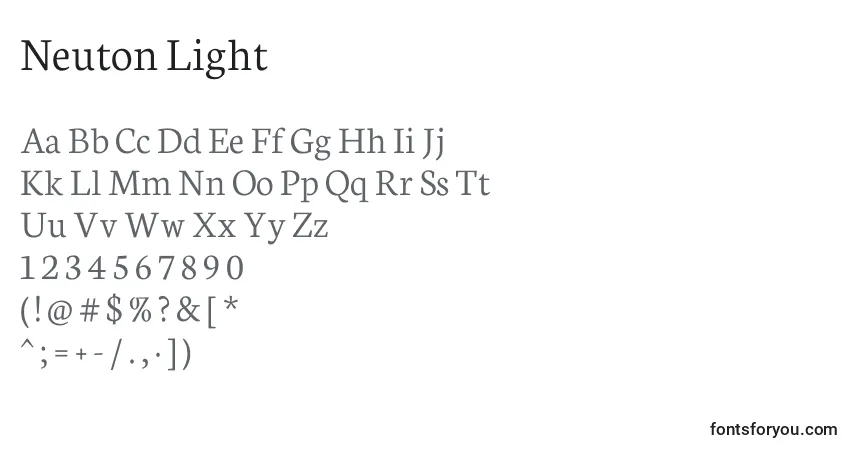 Шрифт Neuton Light – алфавит, цифры, специальные символы