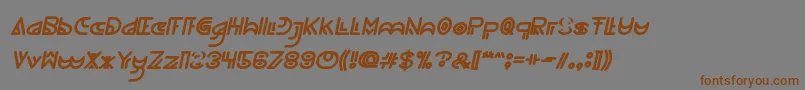 フォントNEVER ENDING MAZE Bold Italic – 茶色の文字が灰色の背景にあります。