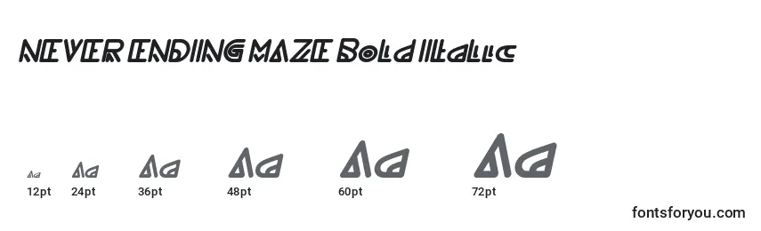 Tailles de police NEVER ENDING MAZE Bold Italic