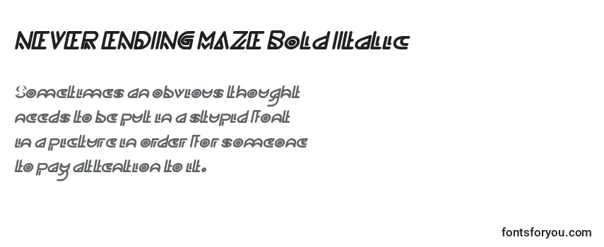 Revisão da fonte NEVER ENDING MAZE Bold Italic