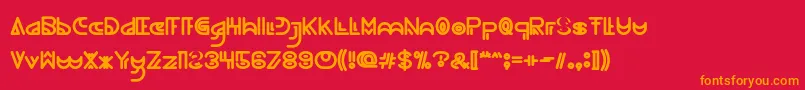 フォントNEVER ENDING MAZE Bold – 赤い背景にオレンジの文字