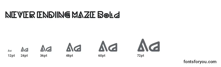 Размеры шрифта NEVER ENDING MAZE Bold