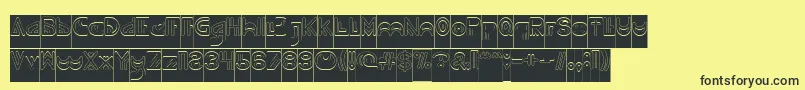 NEVER ENDING MAZE Hollow Inverse Font – Black Fonts on Yellow Background